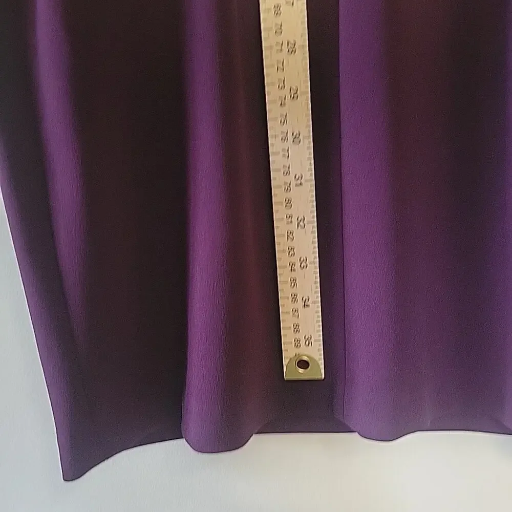 Calvin Klein Purple Midi Body Con Dress Bell 3/4 Sleeves Wedding Guest Size 6 - Picture 6 of 8